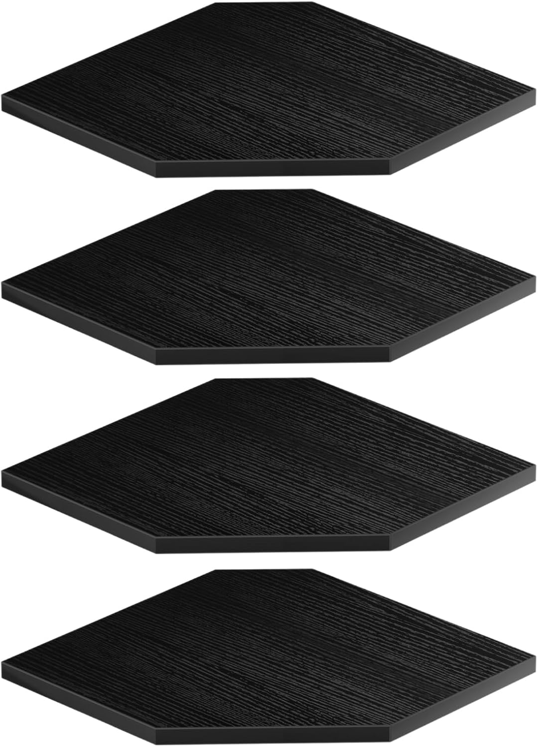 JJL Corner Shelves, 12 Inch Corner Shelf Wall Mounted with Wire Hole, 4 Tier 13.3 Inch Deep Wooden Corner Hanging Shelving for Wall Storage, for Speaker, Cable Box, Black