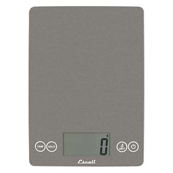 Escali Arti Glass Food Scale Digital Countertop Kitchen, Baking and Cooking Scale with Nutrition and Calorie Counter, 15-Pound Capacity, 9" x 6.5" x .75", Gray Storm