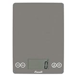 Escali Arti Glass Food Scale Digital Countertop Kitchen, Baking and Cooking Scale with Nutrition and Calorie Counter, 15-Pound Capacity, 9" x 6.5" x .75", Gray Storm