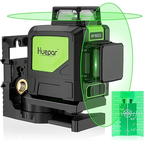Huepar 902CG Cross Line Laser Level 2x360° Self-Leveling Laser Leveler, 2D Green Cross Line Lazer Level with Pulse Mode, Switchable Horizontal and Vertical, Magnetic Pivoting Base Included