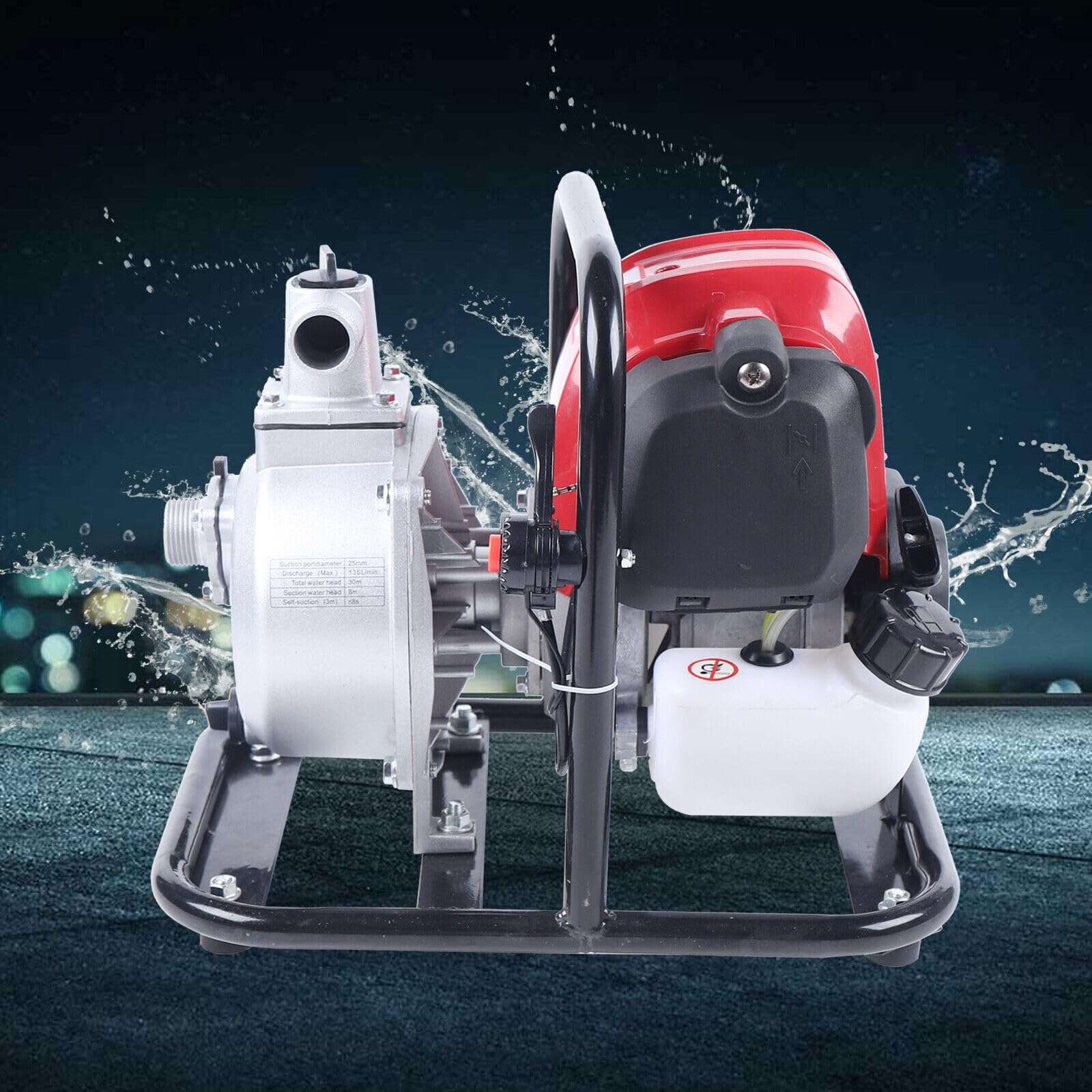 38CC Pompa acqua a benzina a quattro tempi Singolo cilindro raffreddato ad aria da giardino Sistema di irrigazione portatile a benzina Pompa acqua da giardino con fascette stringitubo e accessori