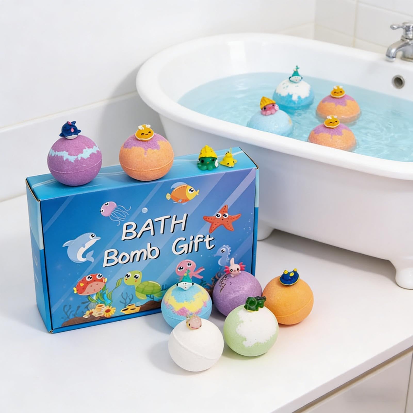Baños de Burbujas para Niños 12 Piezas de Bombas de Baño Naturales y | Set de Juego Acuático Bañera, Jardín, Piscina, Juego en Casa, Tiempo de Agua,