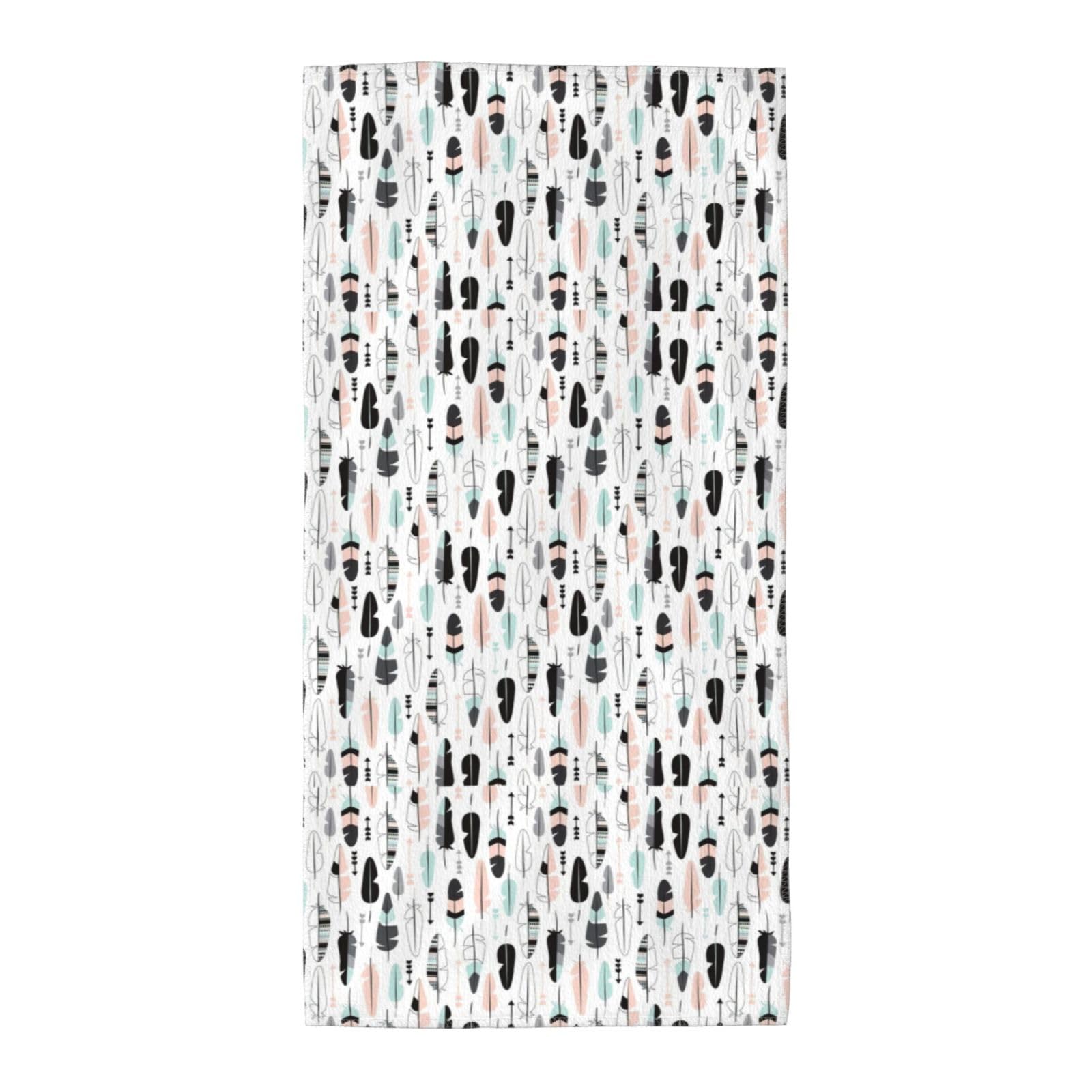 Cbaaghh Feather. Print Towel, Towels Thick Face Towels Fast Drying Washcloth For Bath, Spa, Gym