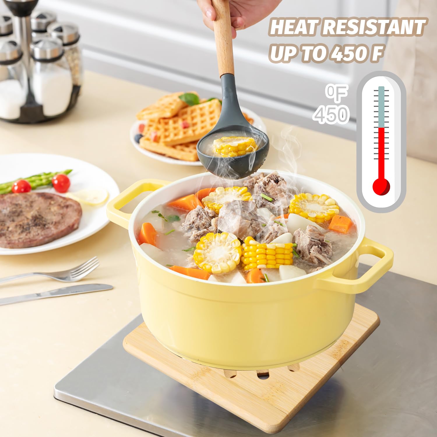 4 PCS Salvamanteles Bambú Resistente al Calor, Salvamanteles a Prueba de Calor, Salvamanteles Individuales Bambu 15 cm Conjunto de Posavasos de Bambú para Tetera, Tazón y Plato