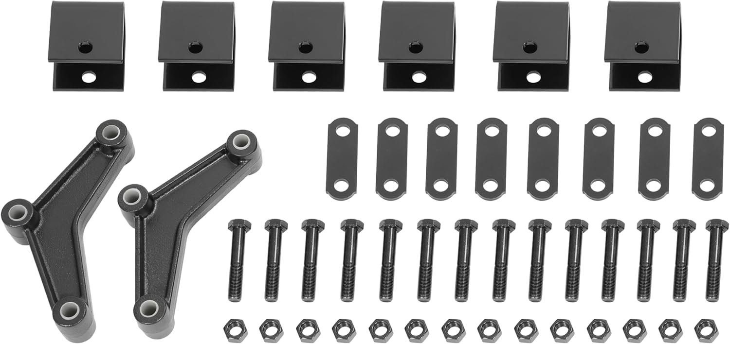 KUAFU Trailer Leaf Spring Hanger Kit for Double Eye Springs(3.5K -5.2K Axles), Tandem Trailer Axle Suspension Shackle Kit (Hanger Kit, Equalizer and Shackle Strap) 3500-7000 lbs Black
