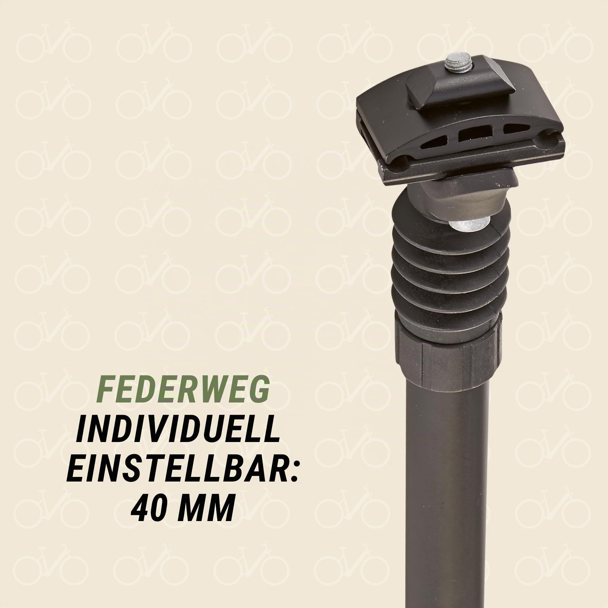 Prophete Patent Federsattelstütze | Aluminium | Länge 300 mm | Durchmesser: 27,2 mm | Einstellbare Federung: 40 mm
