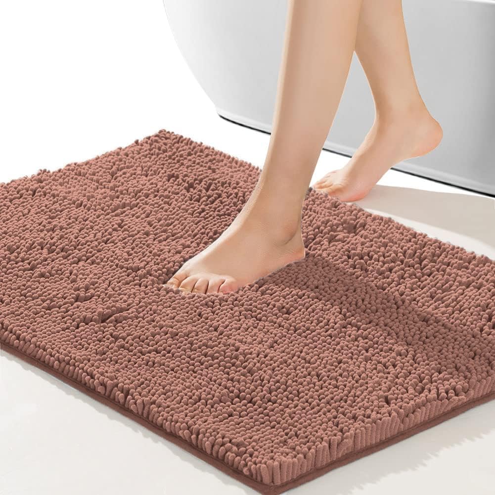 SONORO KATE Bathroom Rug,Non-Slip Bath Mat,Soft Cozy Shaggy Thick Bath Rugs for Bathroom,Plush Rugs for Bathtubs,Water Absorbent Rain Showers and Under The Sink (Taupe Brown, 36"24")