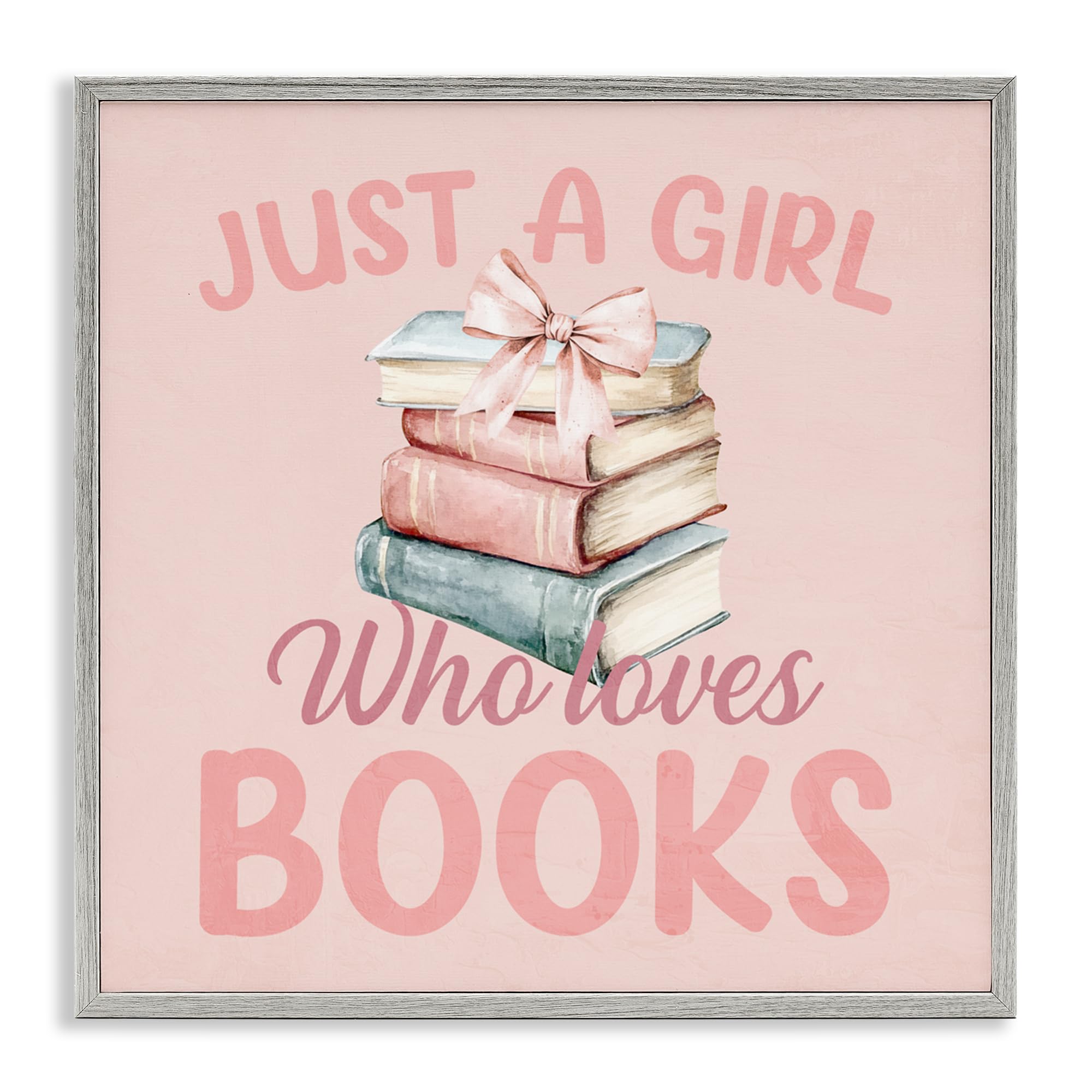 Stupell Industries Girls Coastal White (Textured) 'Reader Who Loves Books'| Framed Giclee Art