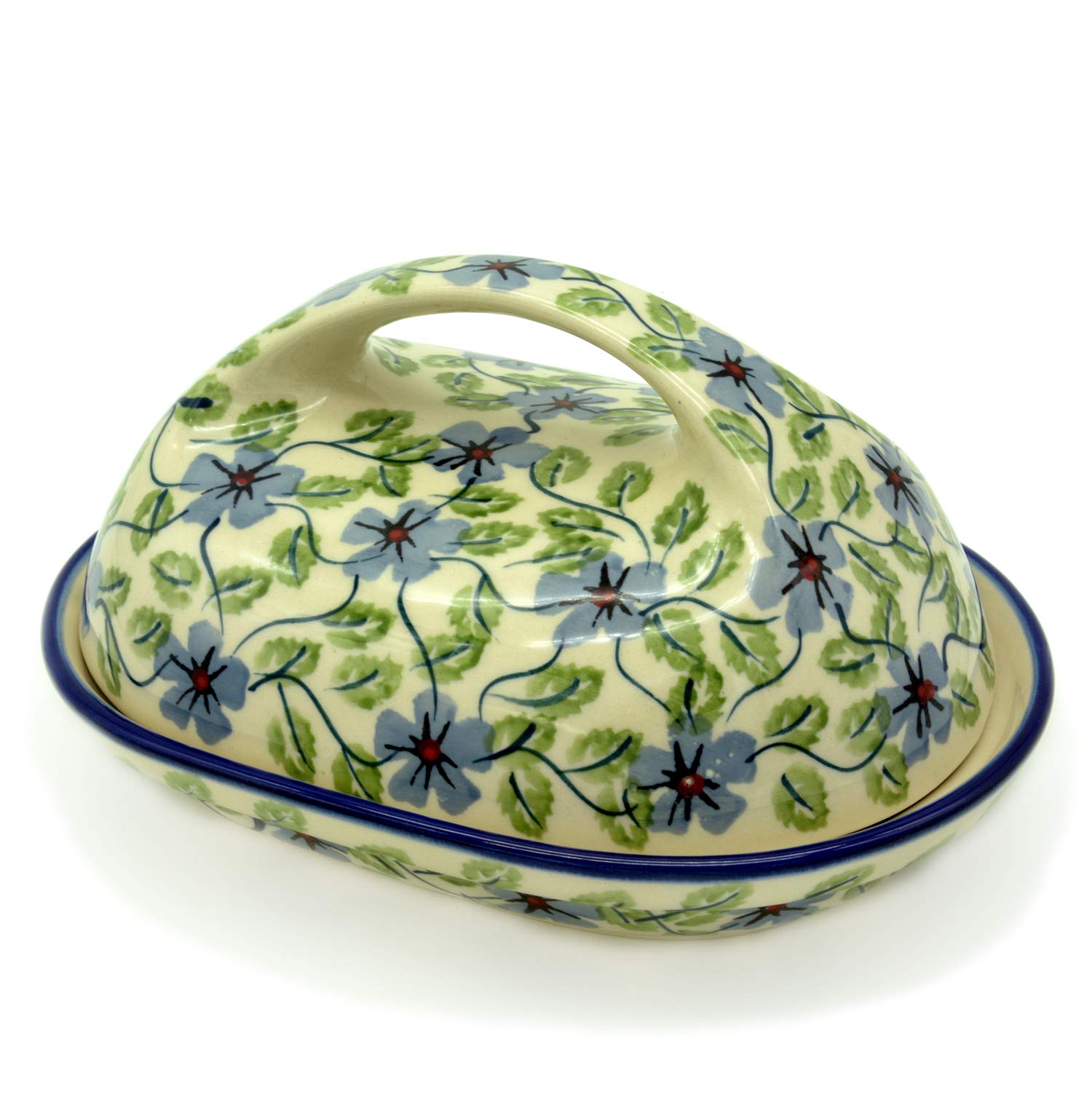 Bunzlauer keramik Original Butterdose für 250 g oval mit grossem Griff (Dekor Tabea)