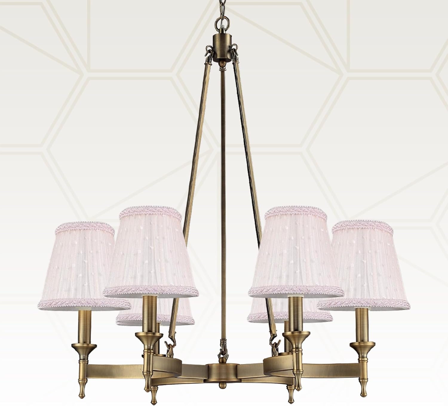 Royal Designs, Inc. CS-1133-5PNK-6 Organza Dots Empire Chandelier Shade with Designer Trim, 3 x 5 x 4.5, Pink Dots, 6-Pack