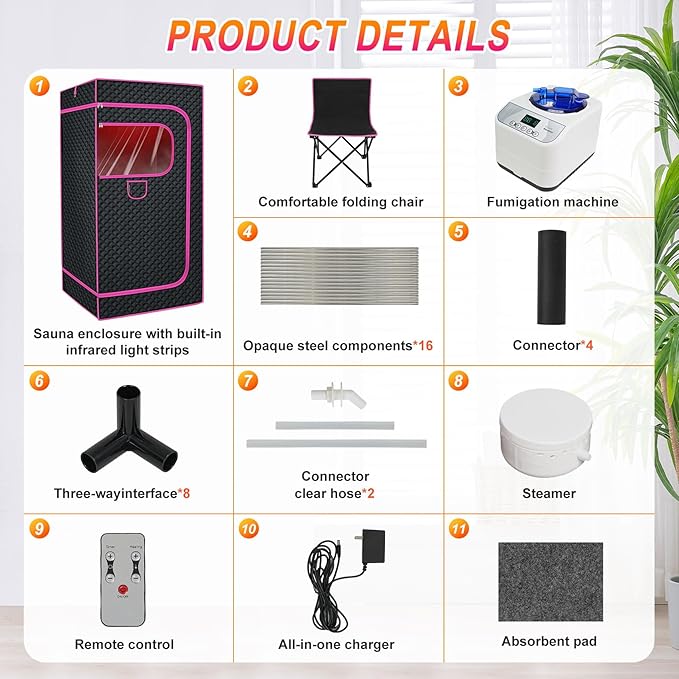 Sauna Portátil Infrarroja para Hogar, tienda de vapor 1300W 3L miniatura 6