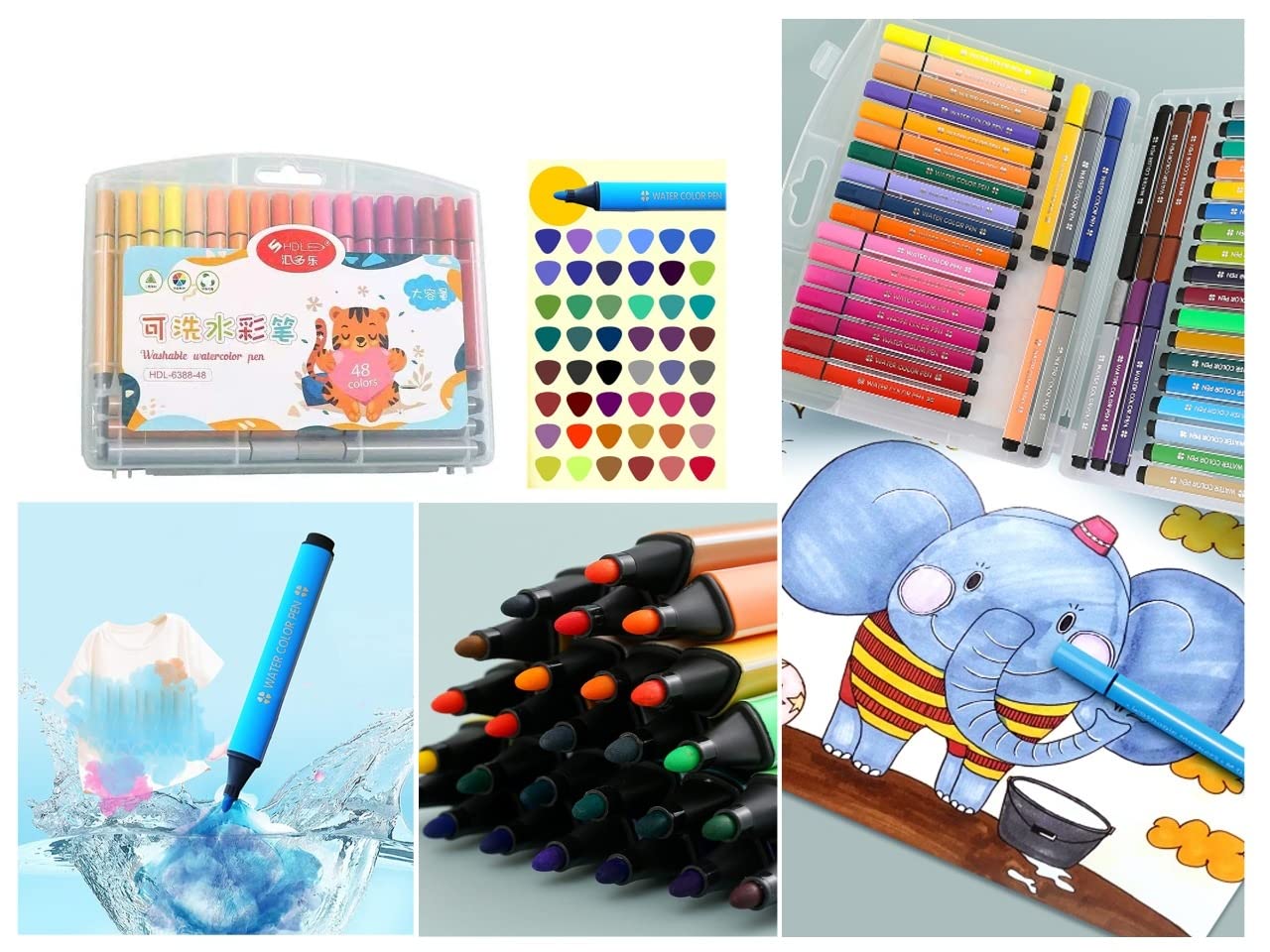 TEMSON Washable Watercolor Pens Set - Colouring Kit Art Markers Colour Sketch Pens Set Kids Artists Sketching Drawing Materials Craft Supplies Return Gift (B - 48)(HDL-6388-48) (B0BB8PN1GZ) Amazon Price History, Amazon Price Tracker