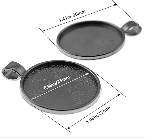 Miniatura 28 de Bandejas colgantes de bisel redondo, cabujón, base en blanco para manualidades, fotos, joyas, hallazgos, fabricación de accesorios, Plata Plata