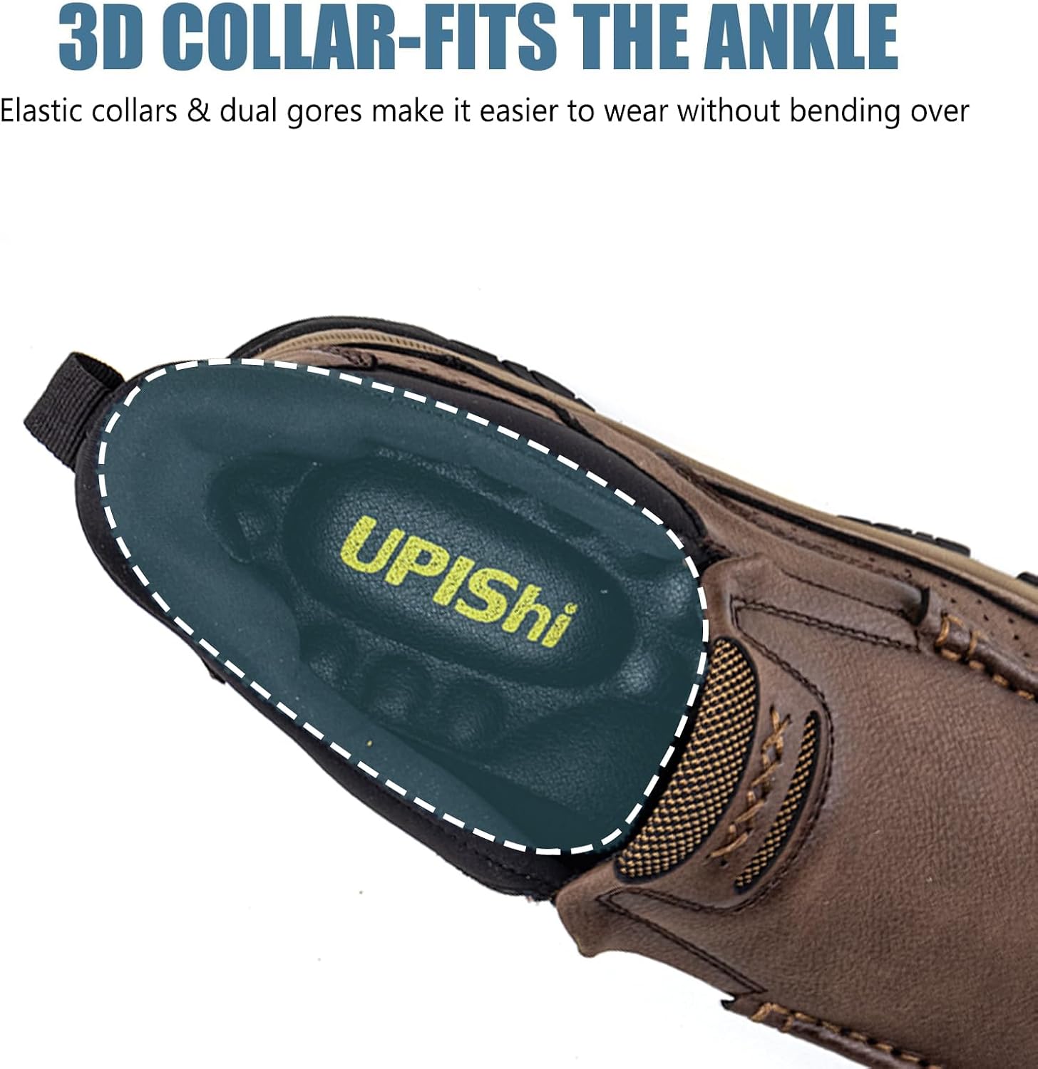 UPIShi Men's Hands Free Slip On Walking Leather Loafers Slip-ins Work Office Dress Casual Outdoor Lightweight Cushioning Shoes