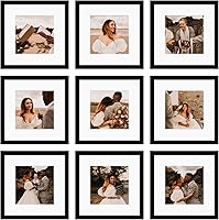BSRHOME 12x12 Black Picture Frame Set of 9 - Gallery Wall Collage for 8x8 Mat or 12x12 Photos, Wall or Tabletop Display