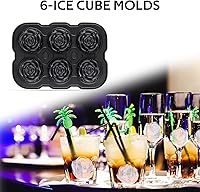 Vista 4 de Bandeja para cubitos de hielo, Mikiwon bandejas para cubitos de hielo en forma de rosa de 2 pulgadas con tapas, molde para bolas de hielo