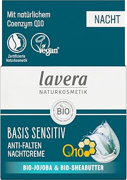 Lavera Natural Anti-Aging Night Cream For Sensitive Skin - Lightweight, Fast-Absorbing - Softer, Smoother, Soothed and Younger Complexion (1.6 oz)
