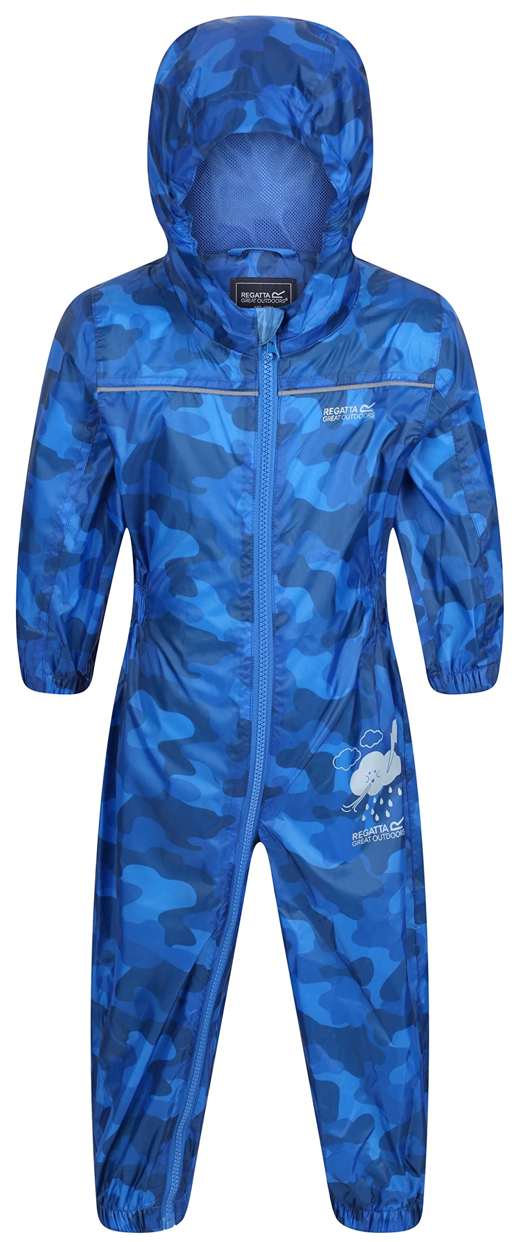 Regatta Kids puddle suit - all in one waterproof for kids - Breathable and rain proof hooded outdoor warm Puddlesuit - reflective trim and taped Seams - playsuit For Boys and Girls