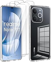 Cover for Realme Note 70T 4G / Realme Note 70 4G (6.74 Inches) Transparent Case + 3 Pieces Tempered Glass Screen Protector, Ultra Thin Protective Silicone Bumper TPU Soft Gel Case