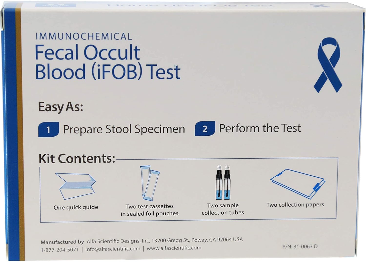 immunochemical Fecal Occult Blood (FIT or iFOB) Home Test and Stool Test - 2 Pack
