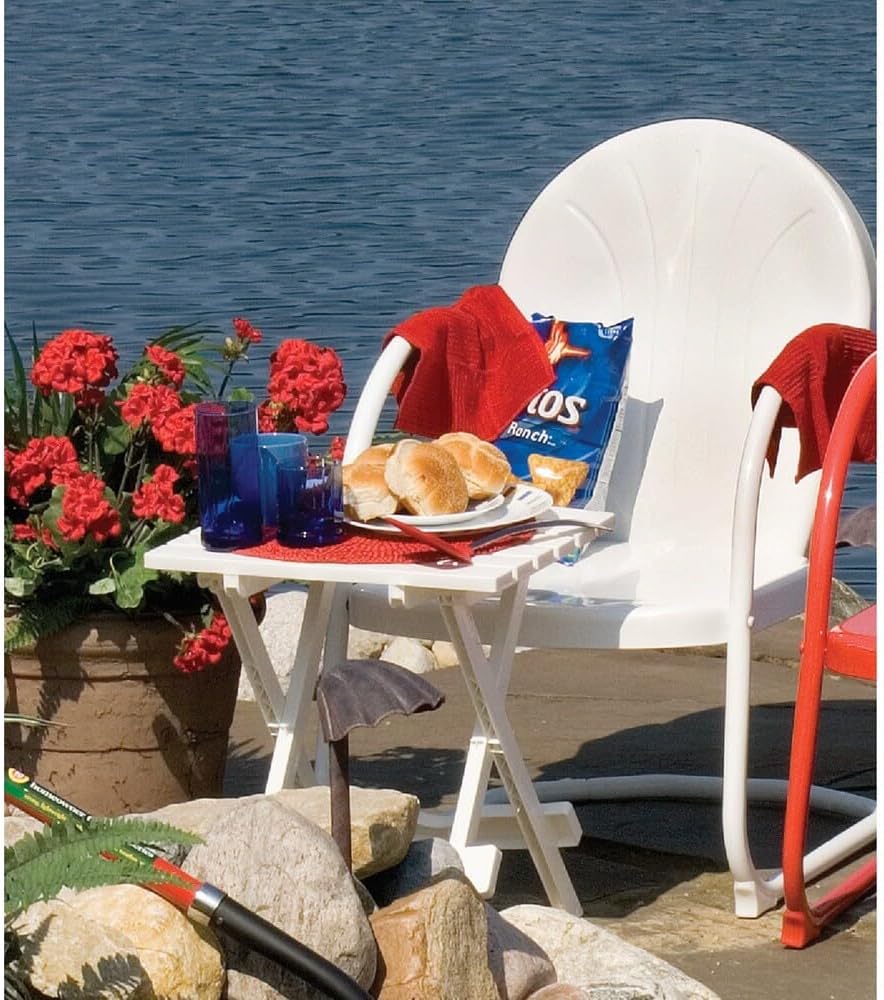 Adams Manufacturing, White Quik Fold Patio Side Table, Resin, One Size