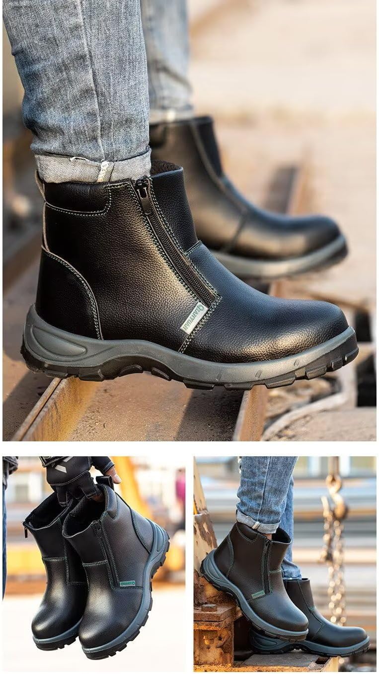 [NEWVO] 安全靴 メンズ レディース ハイカット 撥水 黒 作業靴 滑り止め おしゃれ 長靴 ブーツ 鋼先芯 耐滑 釘踏み抜き