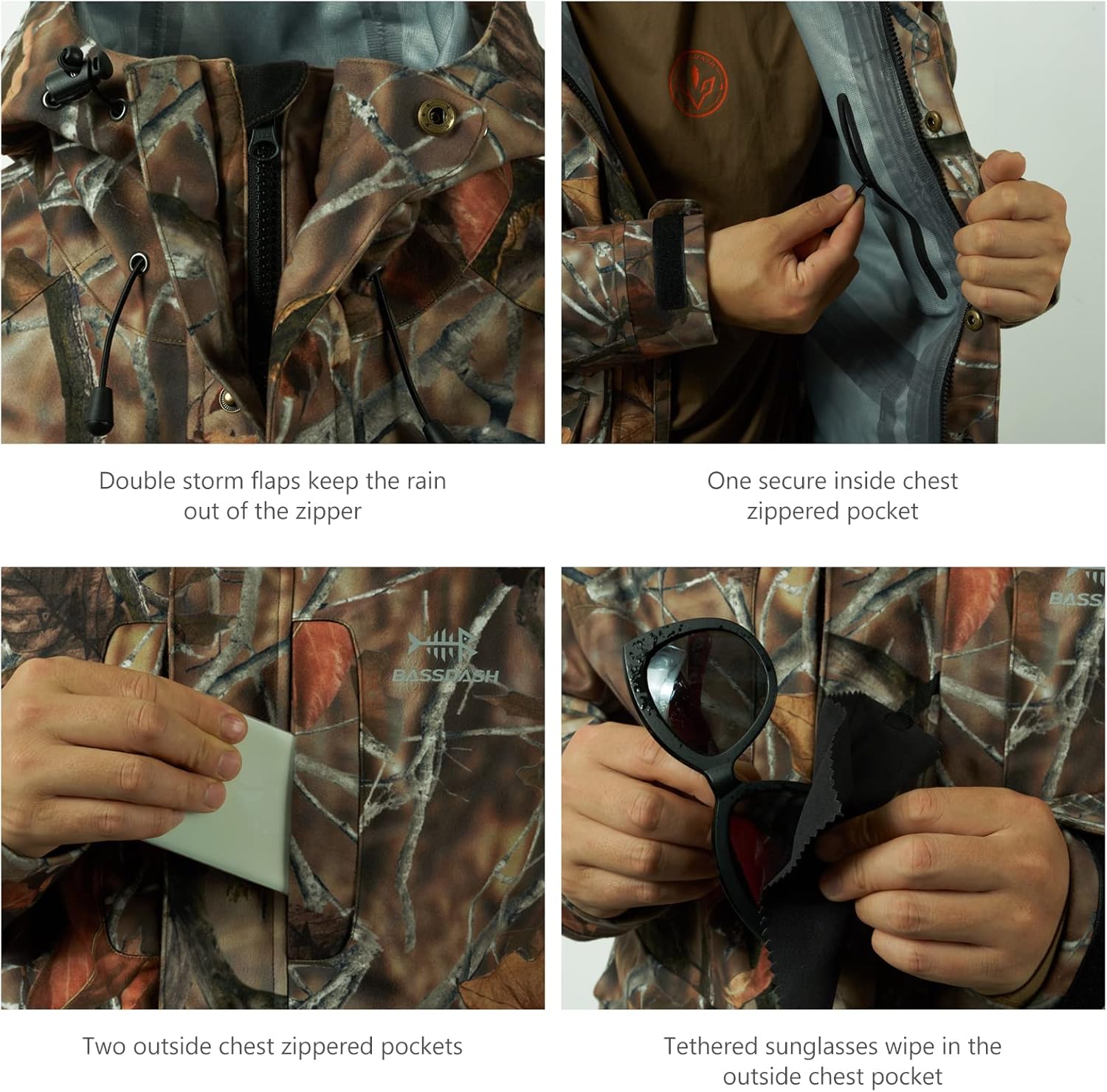 BASSDASH Walker-LW Breathable Waterproof Fishing Hunting Wading Jackets with Silent Outer Fabric for Men Women in 7 Sizes - Image 4