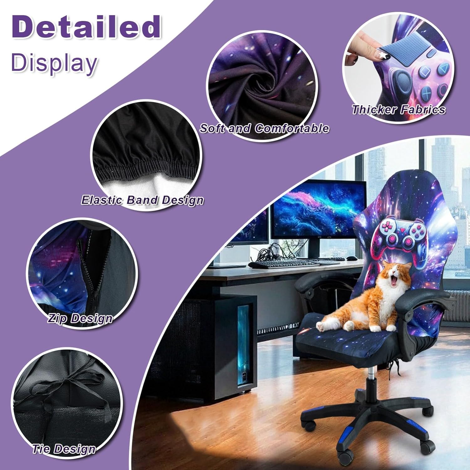 Gaming Chair Covers, 3D Printing One-piece Universal Fit Gaming Chair Seat Cover with Armrest Sloipcover(Color:Style 1)