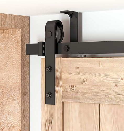 Kit de deslizante rústico para puerta interior en color negro. Armario, granero, hardware, doblado, derecho, carril (66.67.58.2ft), negro,