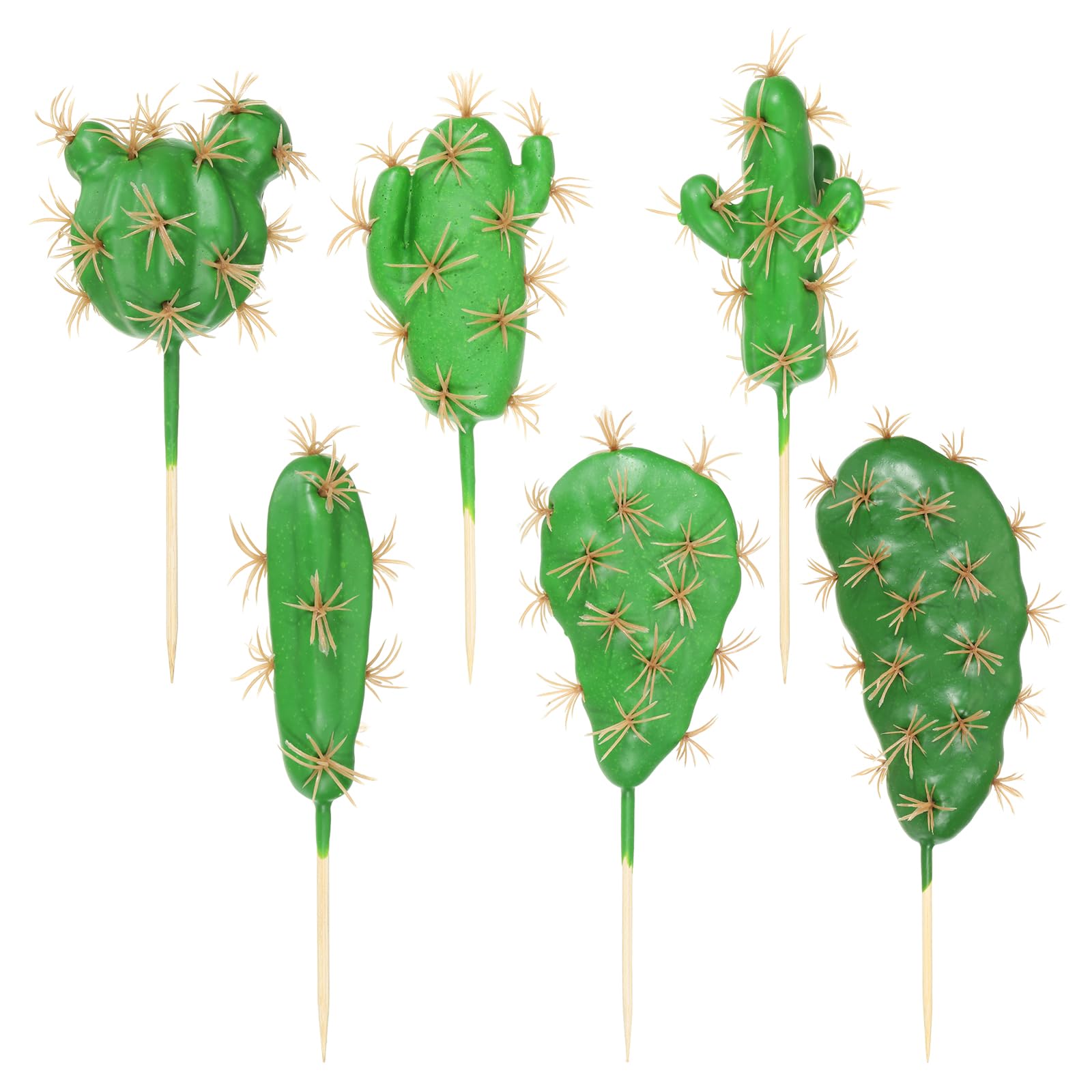 PATIKIL Artificial Cactus Decor, Set of 6 Faux Succulents Plants Unpotted Fake Cactus Stems Cacti Plant for Indoor Home Decoration, Green