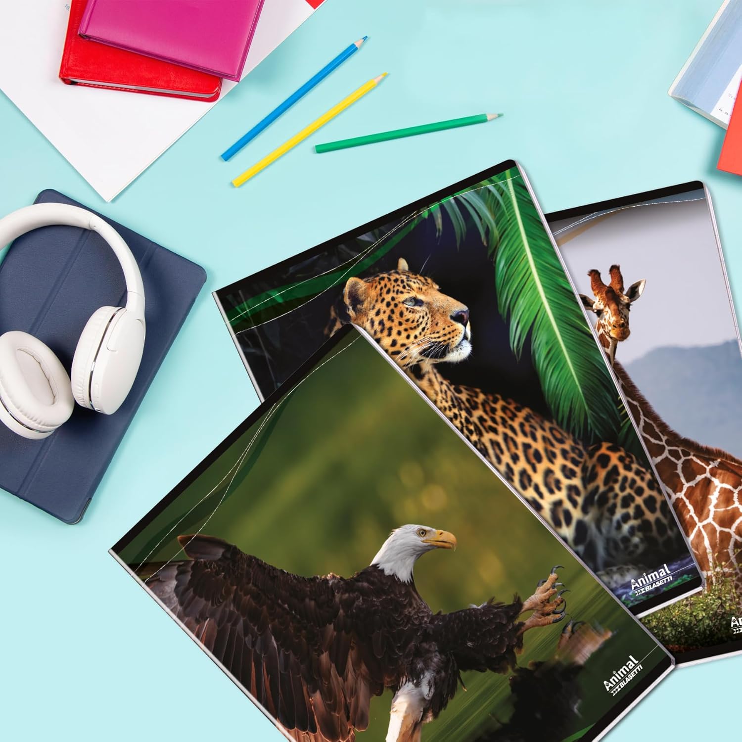 Blasetti - Animal - Maxi Notebook A4 (21 cm x 29.7 cm) - Ruling 5 m, Squares 5 mm - 80 g Paper - Pack of 10      Office Product