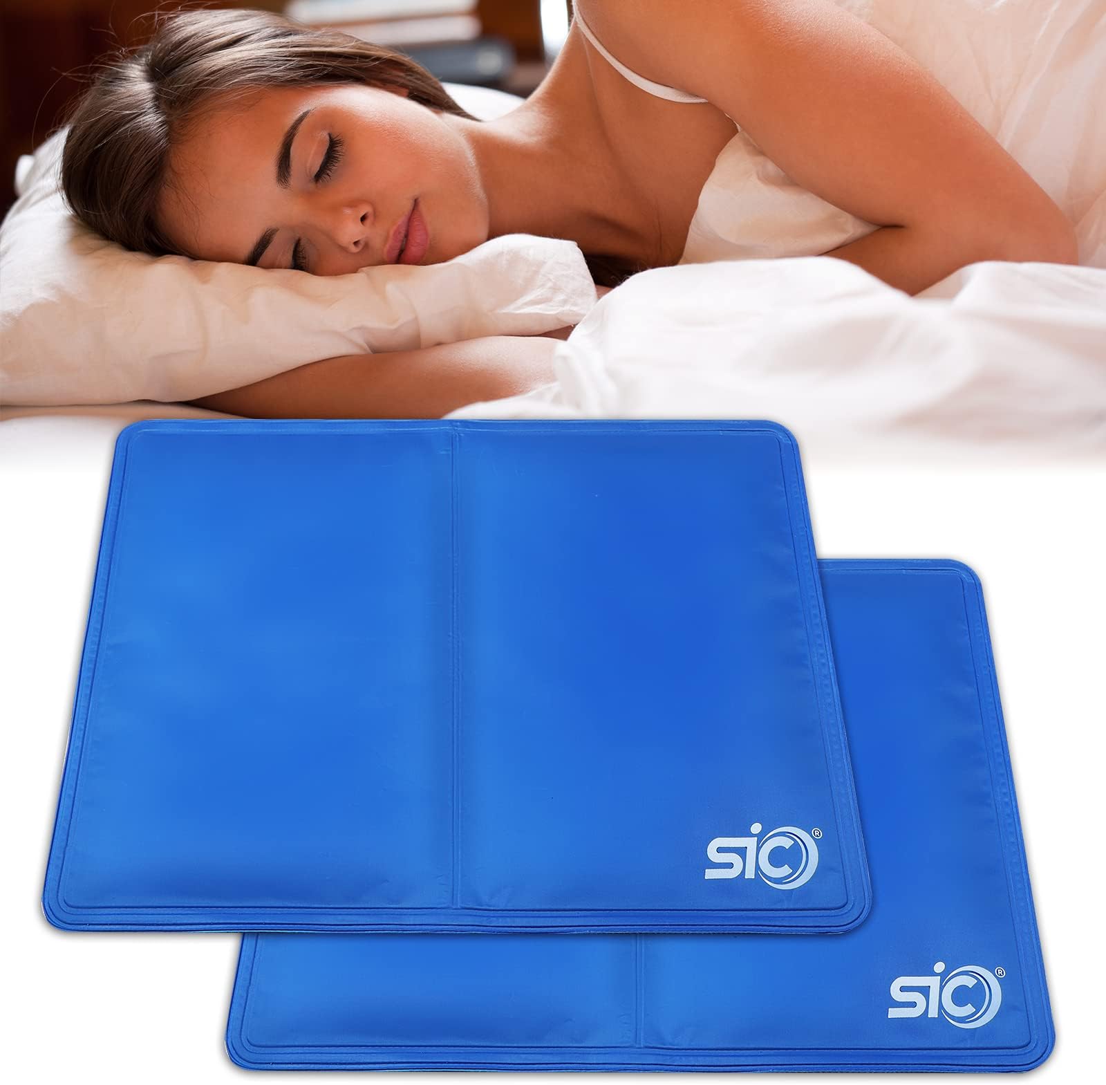 SIC 2-Pack Gel Cooling Mats for Sleeping – Comfortable Gel Pillow Pads for Night Sweats – Multi-Functional, Heat-Absorbing Cushions for Enhanced Sleep Quality and All-Night Comfort