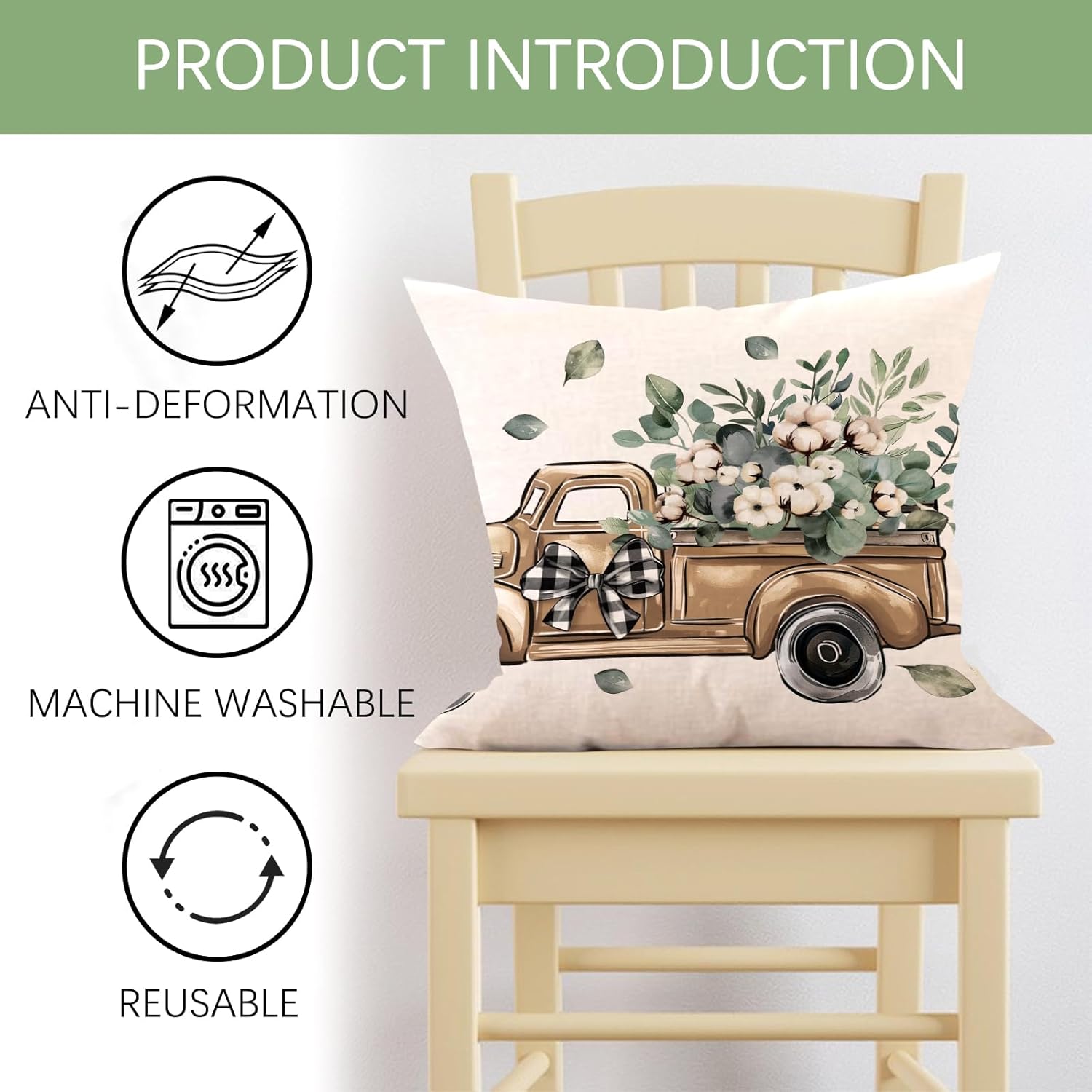 Home Sweet Home Farmhouse Decorative Throw Pillow Covers 20x20 Set of 4, Bless Our Home Country Truck Cotton Eucalyptus Leaves Outdoor Decor, Rustic Sofa Couch Cushion Case Housewarming Gift