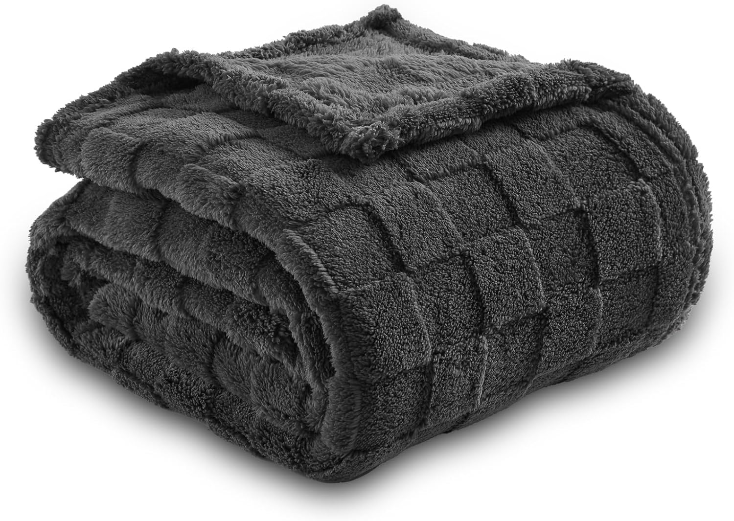 NEWCOSPLAY Super Soft Throw Blanket Dark Grey Premium Silky Flannel Fleece 3D Checkered Lightweight Bed Blanket All Season Use (Dark Grey Checkered, Throw(50"x70")) - Image 7