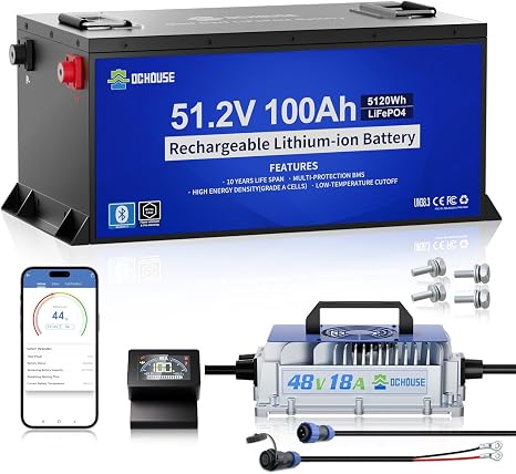 DC HOUSE Metal Case 48V 100Ah Lithium Golf Cart Battery