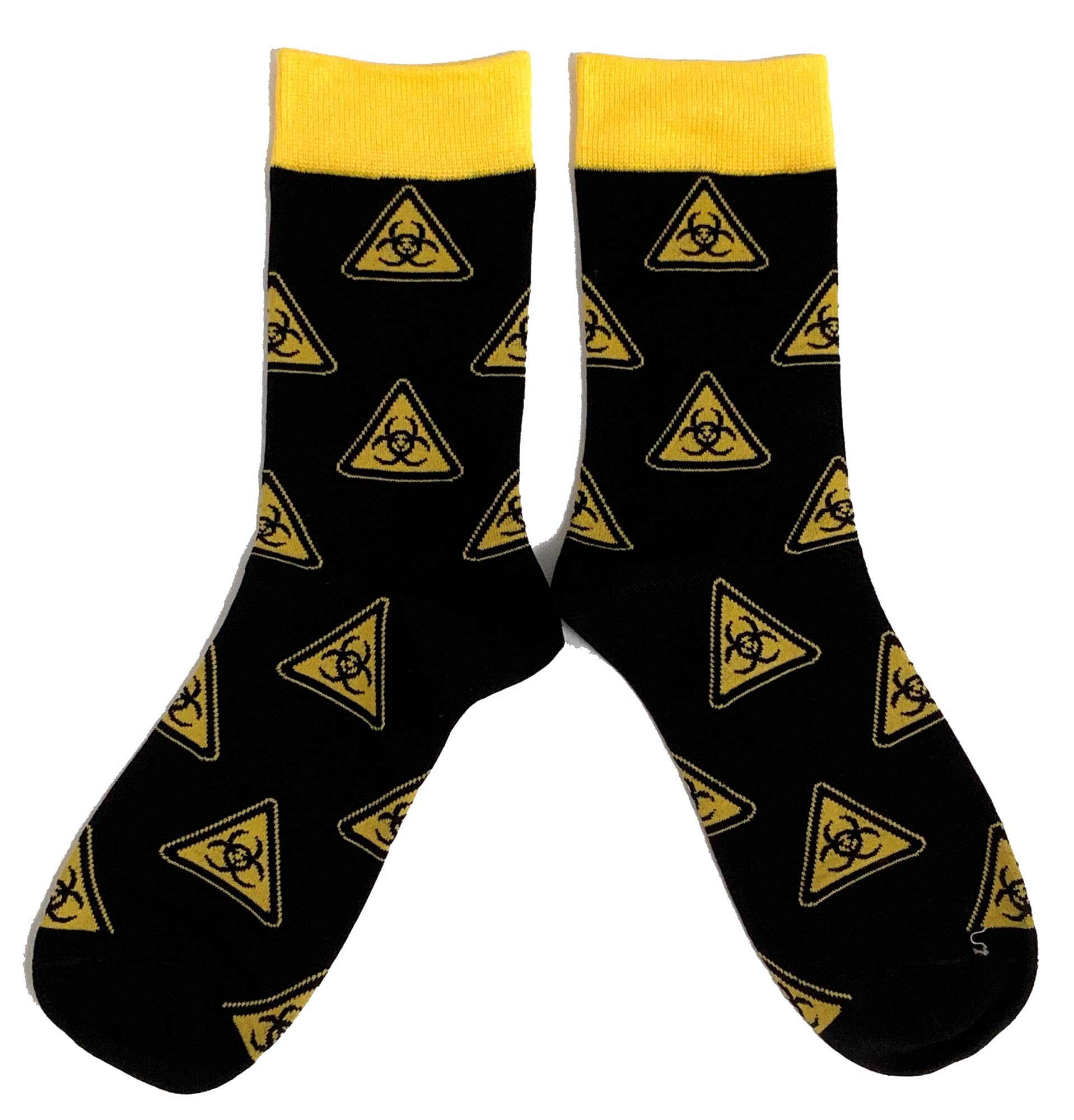 Sock Shack Women's Black Biohazard Warning Sign Yellow Socks 4-8 Uk / 37-42 Eur / 6-10 Us