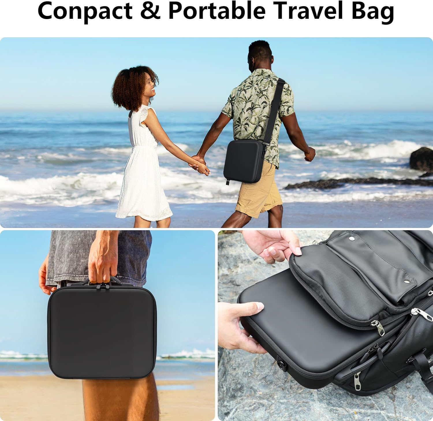 FPVtosky Neo Drone Case with Shoulder Strap, PU Leather Neo Travel Carrying Bag Storage Box for DJI Neo Fly More Combo and RC-N3 Controller, Battery Charging Hub Accesstories, Black - Image 4