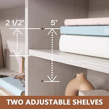 Vintage Full/Queen Bookcase Headboard with Spacious Storage Cubby, White Finish