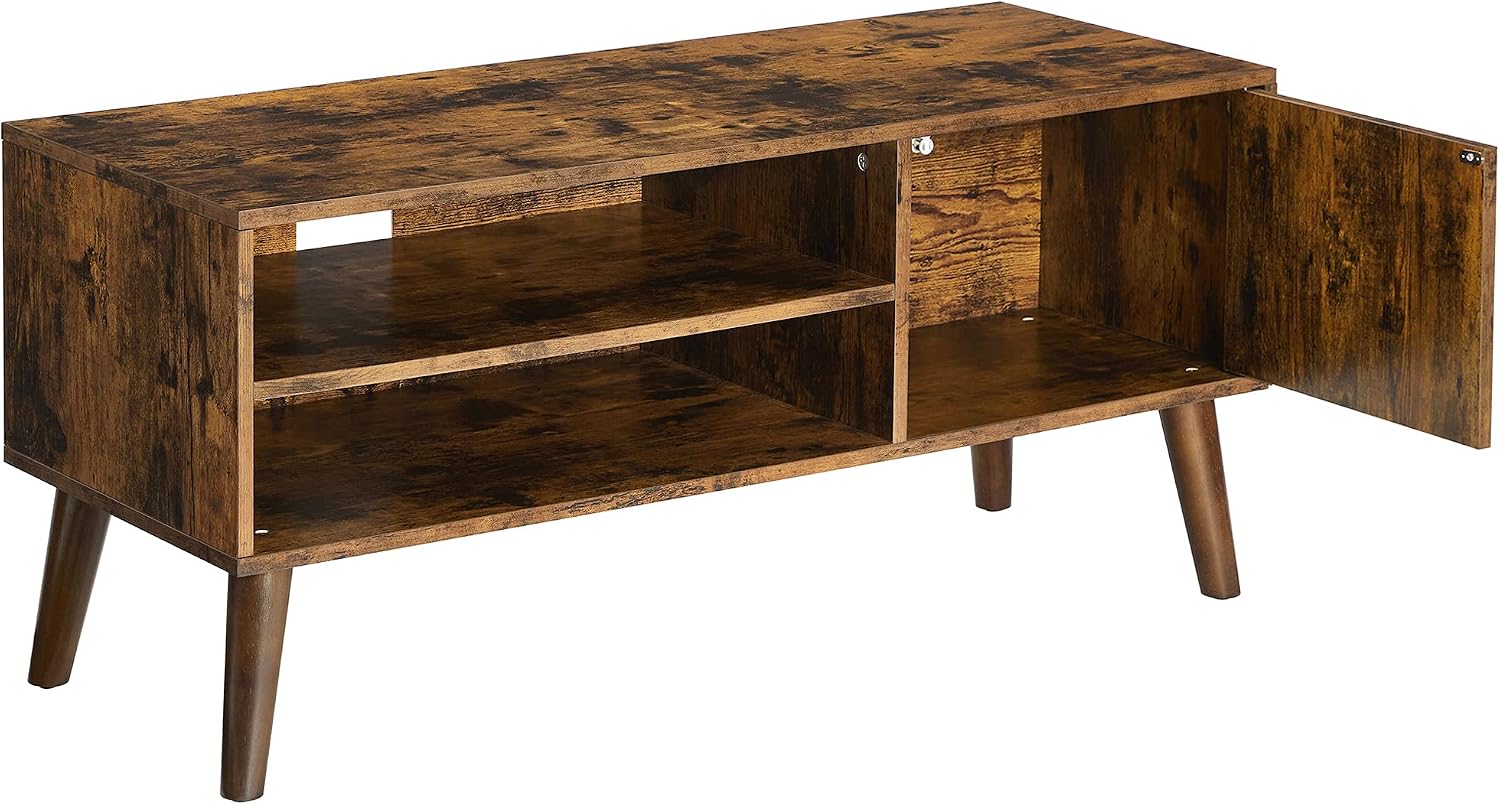 VASAGLE TV Stand, TV Cabinet for TVs up to 43 Inches, Mid-Century Modern TV Console Entertainment Center for Living Room, Bedroom, Lounge, Rustic Brown ULTV09BX