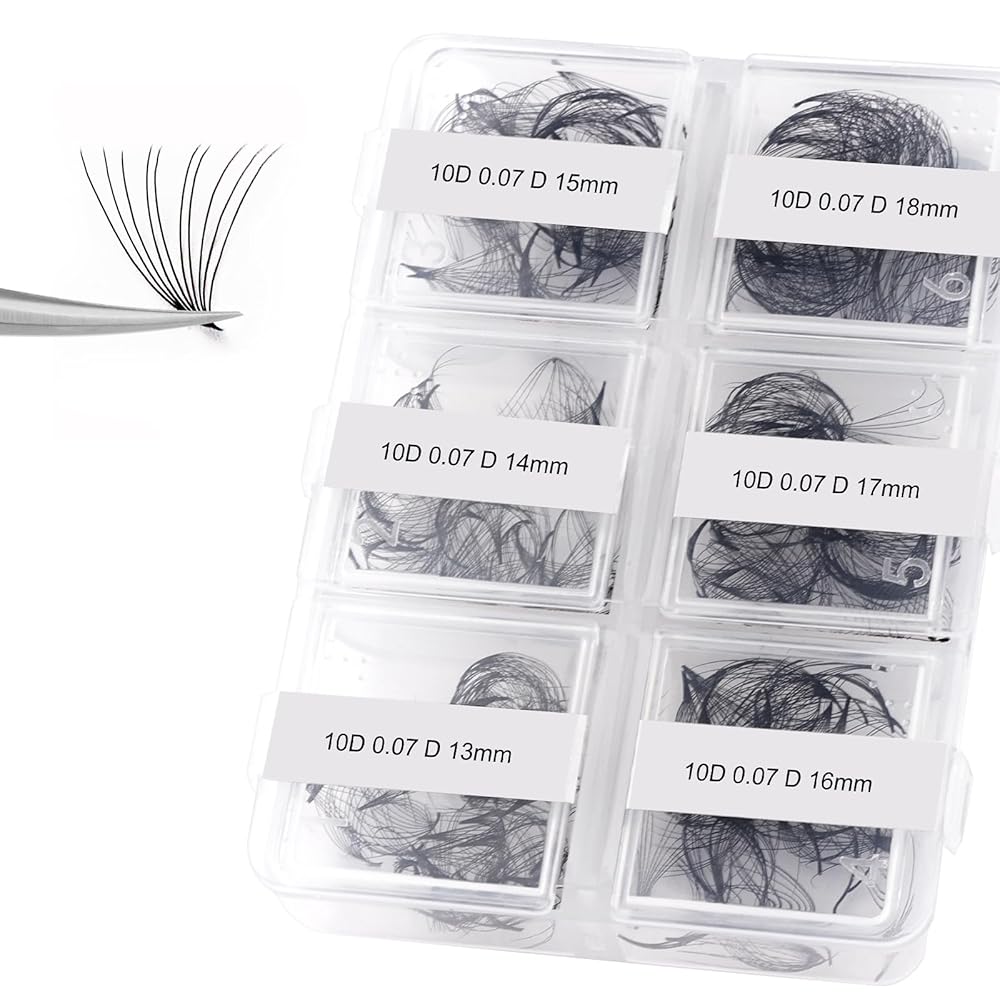 FADLASH Premade Fans Eyelash Extensions 300pcs 10D Premade Lash Fans D Curl Pre Made Fans Lash Extensions Volume Eyelash Extensions Premade Eyelash Fans Loose Fans (10D-0.07D-13-18mm)