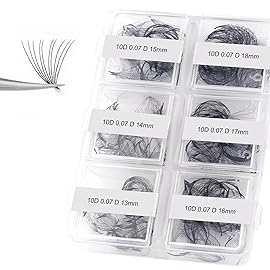 FADLASH Premade Fans Eyelash Extensions 300pcs 10D Premade Lash Fans D Curl Pre Made Fans Lash Extensions Volume Eyelash Extensions Premade Eyelash Fans Loose Fans (10D-0.07D-13-18mm)