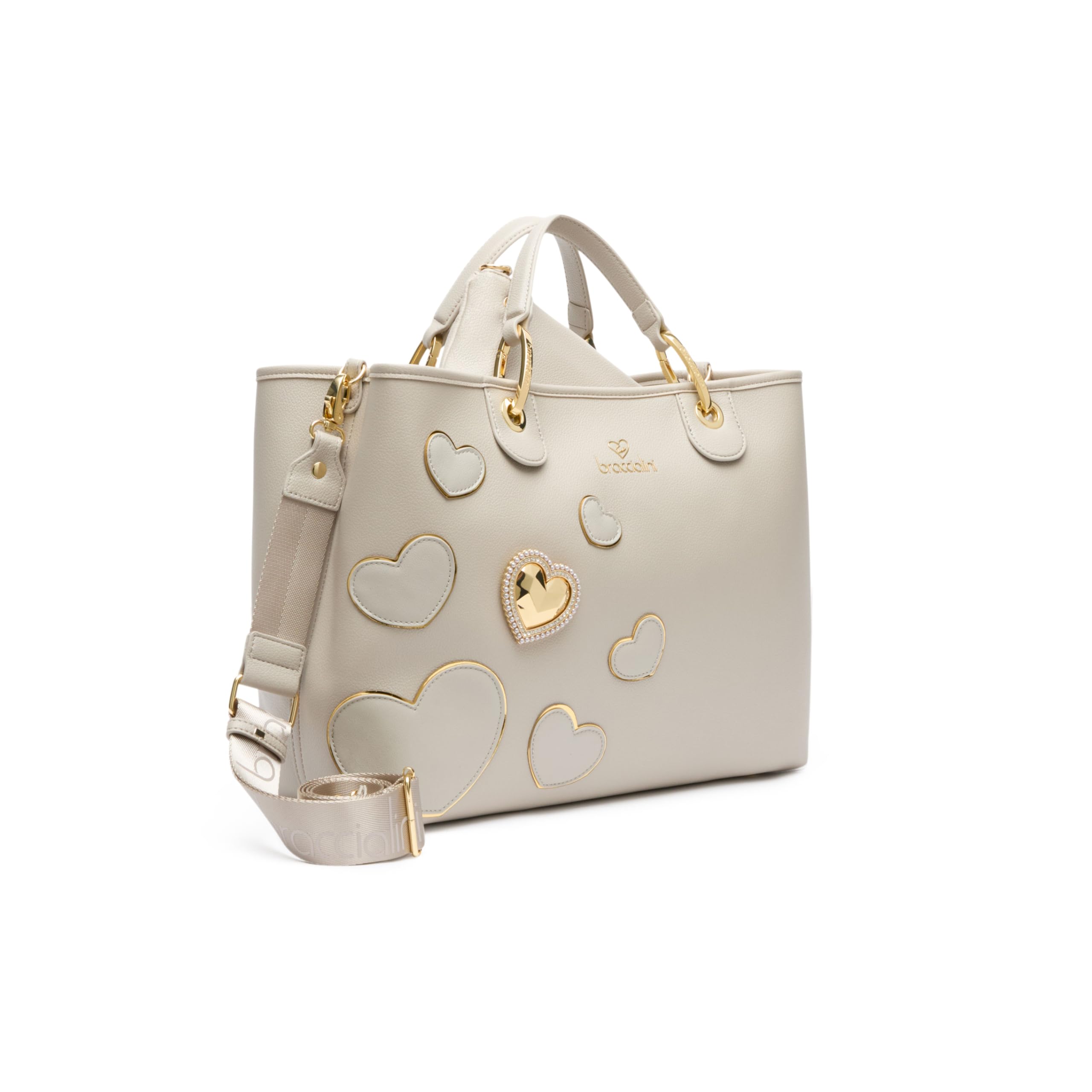 Braccialini Borsa a Mano Donna Beth Patch firmata Similpelle con Pochette
