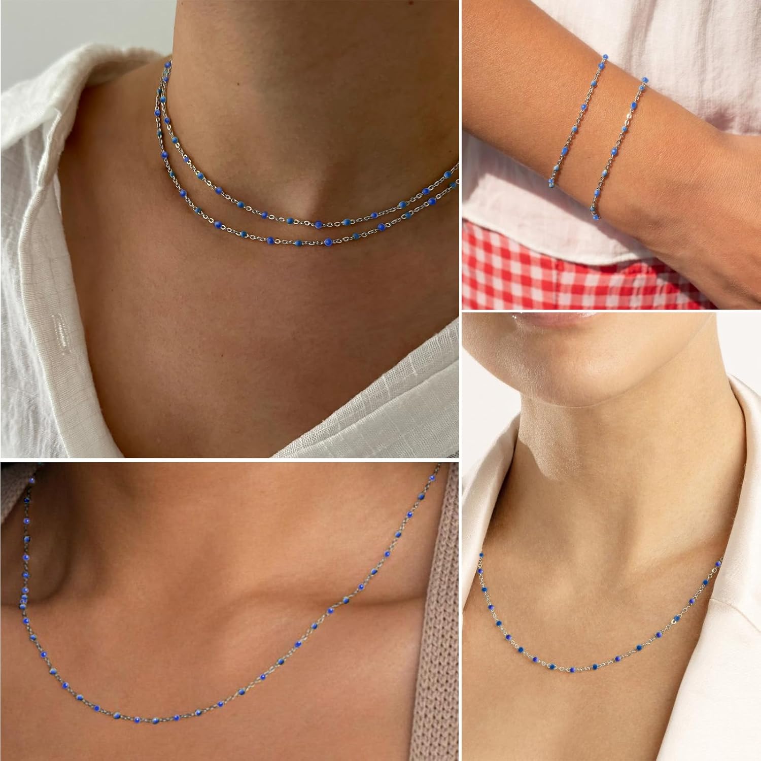 33 Feet Stainless Steel Enamel Chains Bulk, 2mm 304 Stainless Steel Navy Blue Enamel Beaded Cable Link Chain Roll Spool for Jewelry Making - Image 4