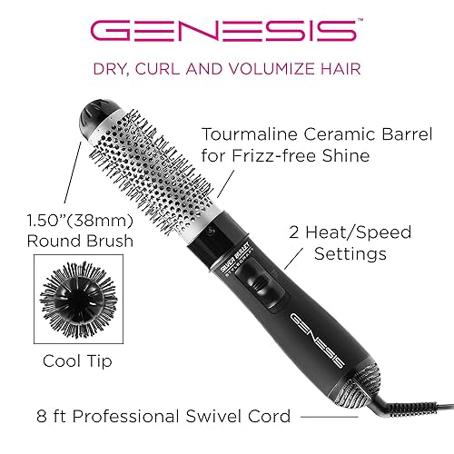 Miniatura 2 de StyleCraft Silver Bullet Genesis - Peinador profesional de pelo redondo con cepillo caliente, 1.50 pulgadas