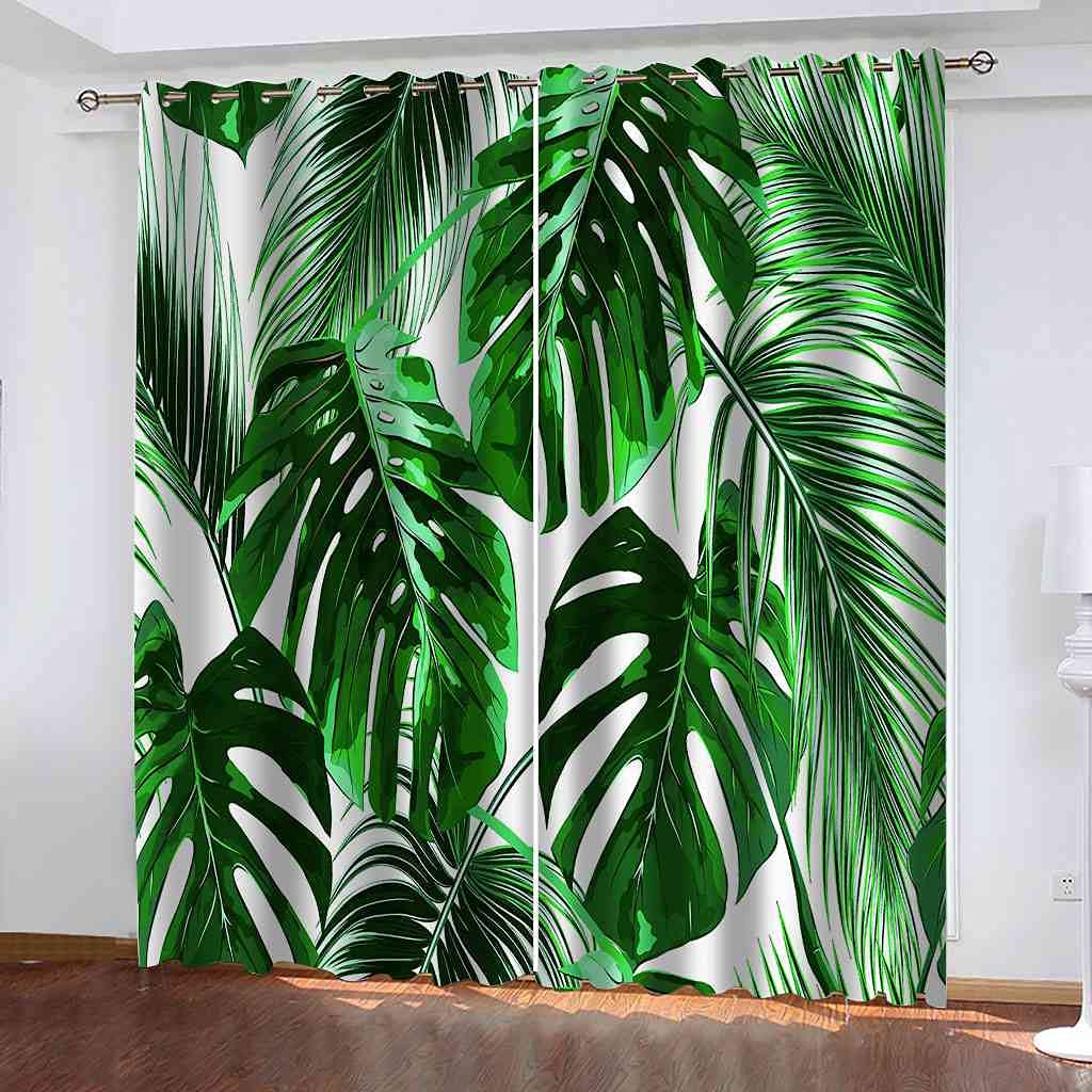 Rideaux occultants 3D feuilles tropicales 264x242 cm pour chambre d'enfant et salon