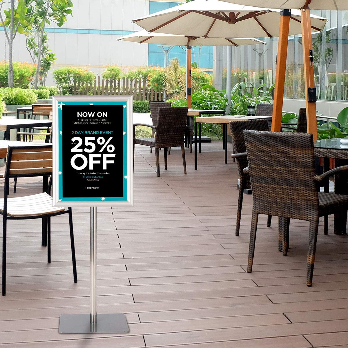 COSTWAY Porte Affiche Sur Pied A3, Présentoir Sur Pied Rotation 360