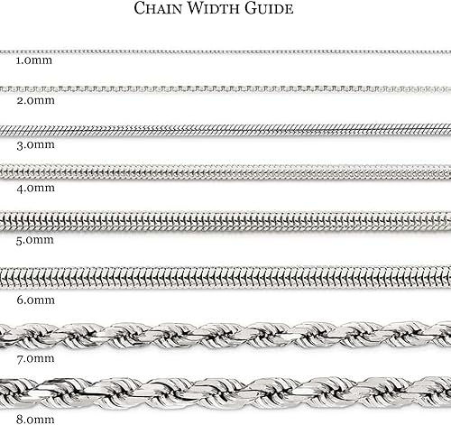 Miniatura 6 de 1mm de 14K Amarillo Oro sólido corte de diamante Spiga Cadena Collar