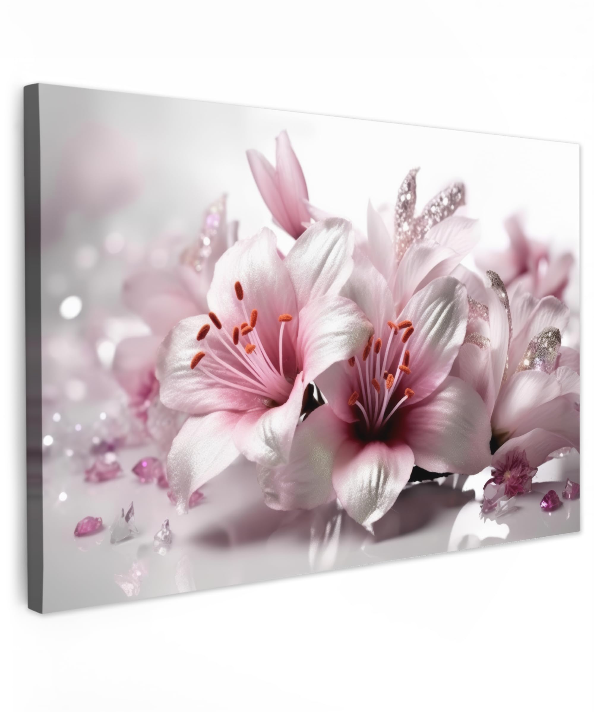 MuchoWow© Canvas Wall Art 35"x24" / 90x60 cm Decor Prints for Living Room Decorative Canvases Hall Artwork Flowers - Lily - Sakura - Pink - Nature — image 1