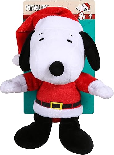 Miniatura 4 de Peanuts - Peluche de días festivos para perros de Snoopy Santa chirriante, bonito y suave, oficial de la tira cómica Peanuts, para perros medianos,
