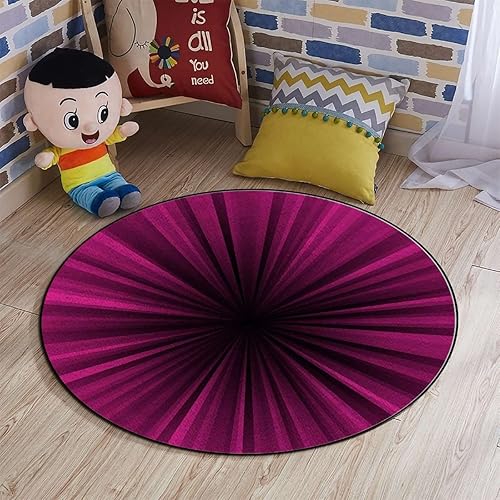 Alfombra de área de color rosa intenso, antideslizante, alfombra circular para pasillo, alfombra lavable para baño, entrada, cocina y dormitorio,